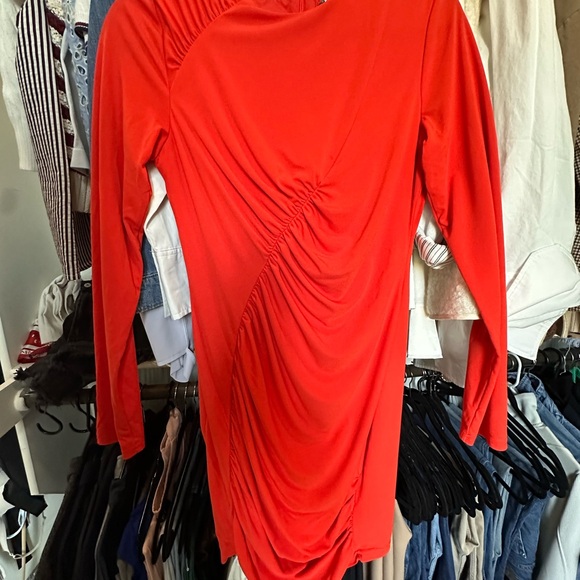 Zara Red Ruched Dress - Picture 2 of 2